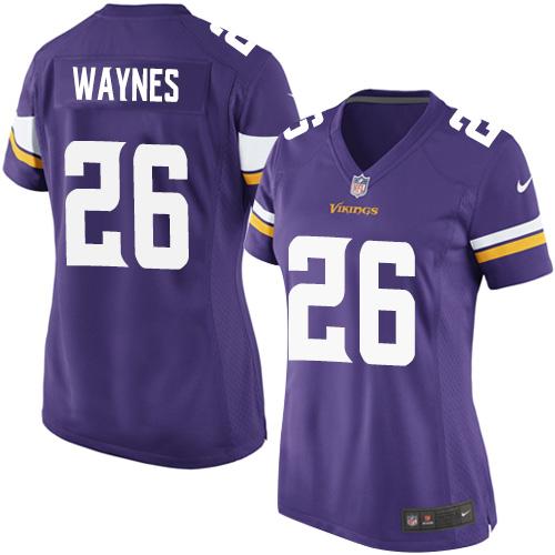 Nike Vikings #26 Trae Waynes Purple Team Color Women's Stitched NFL Elite Jersey - Click Image to Close